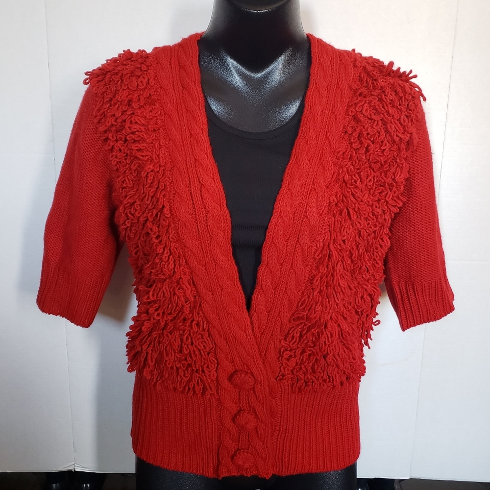 Claudia D red vintage half sleeve cardigan
